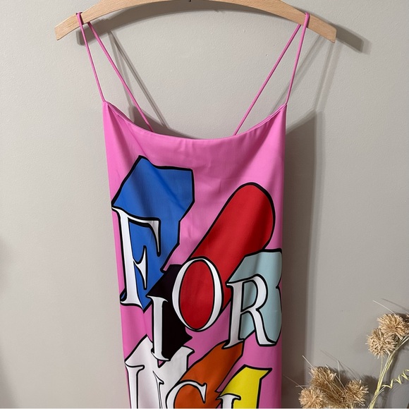 Fiorucci Flying Logo Pink Slip dress size Small - Picture 13 of 15